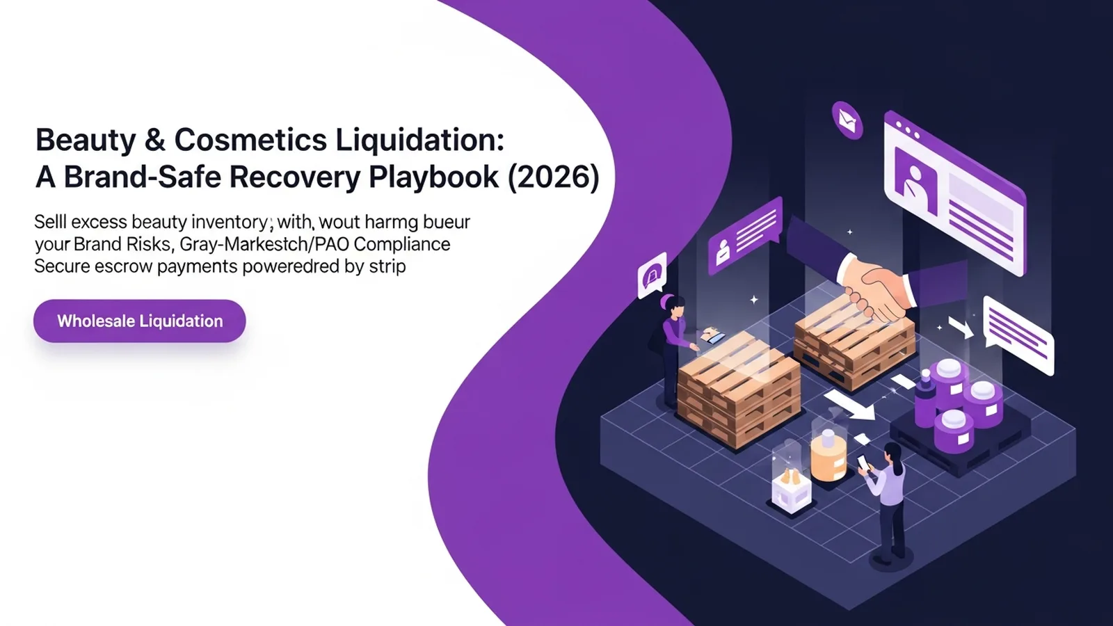 Luxury cosmetic products arranged on violet-accented surface with abstract network lines suggesting wholesale connections