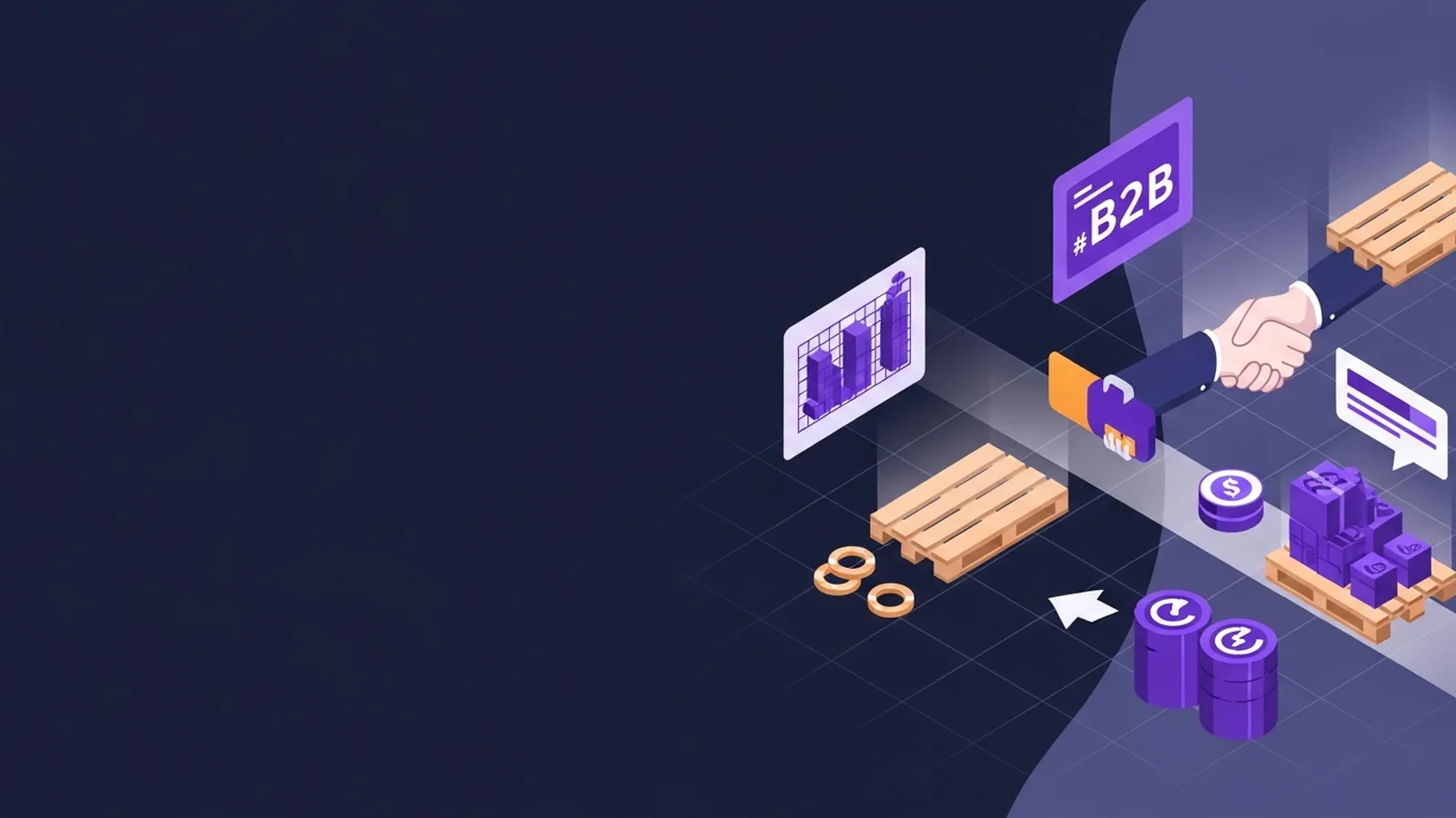 Abstract network visualization connecting supplier nodes with violet accent lines representing market pathways