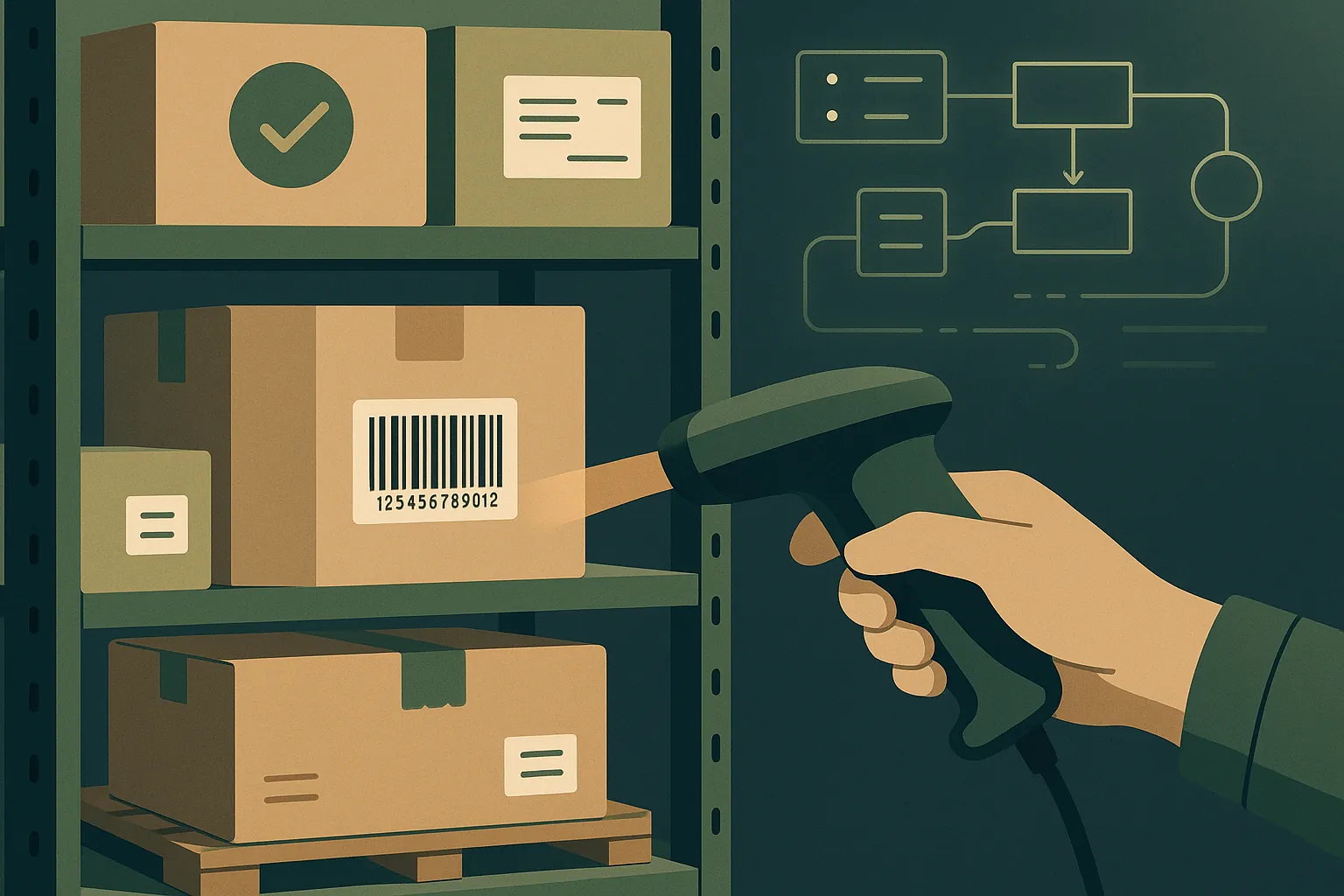Abstract illustration of machine-readable trust protecting a B2B marketplace, with interconnected digital elements forming a shield.